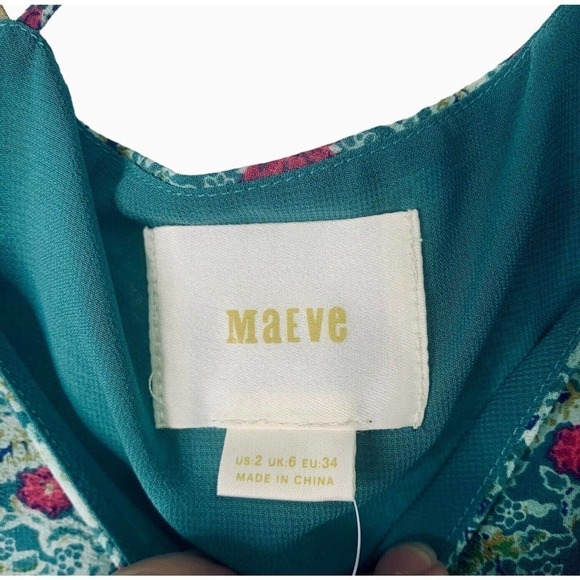 Anthropologie Maeve Meret Green Paisley Silk Tunic Top Womens Size 2 NWT $118 - Picture 7 of 16